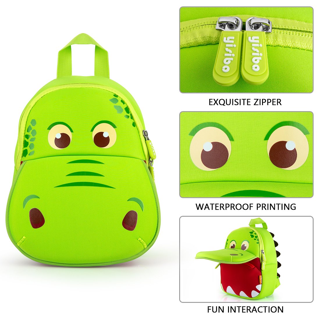 yisibo Dinosaur Backpack Toddler Backpack for Boys Girls Waterproof Preschool Travel Kids Bookbag Backpack for 2-7 Years