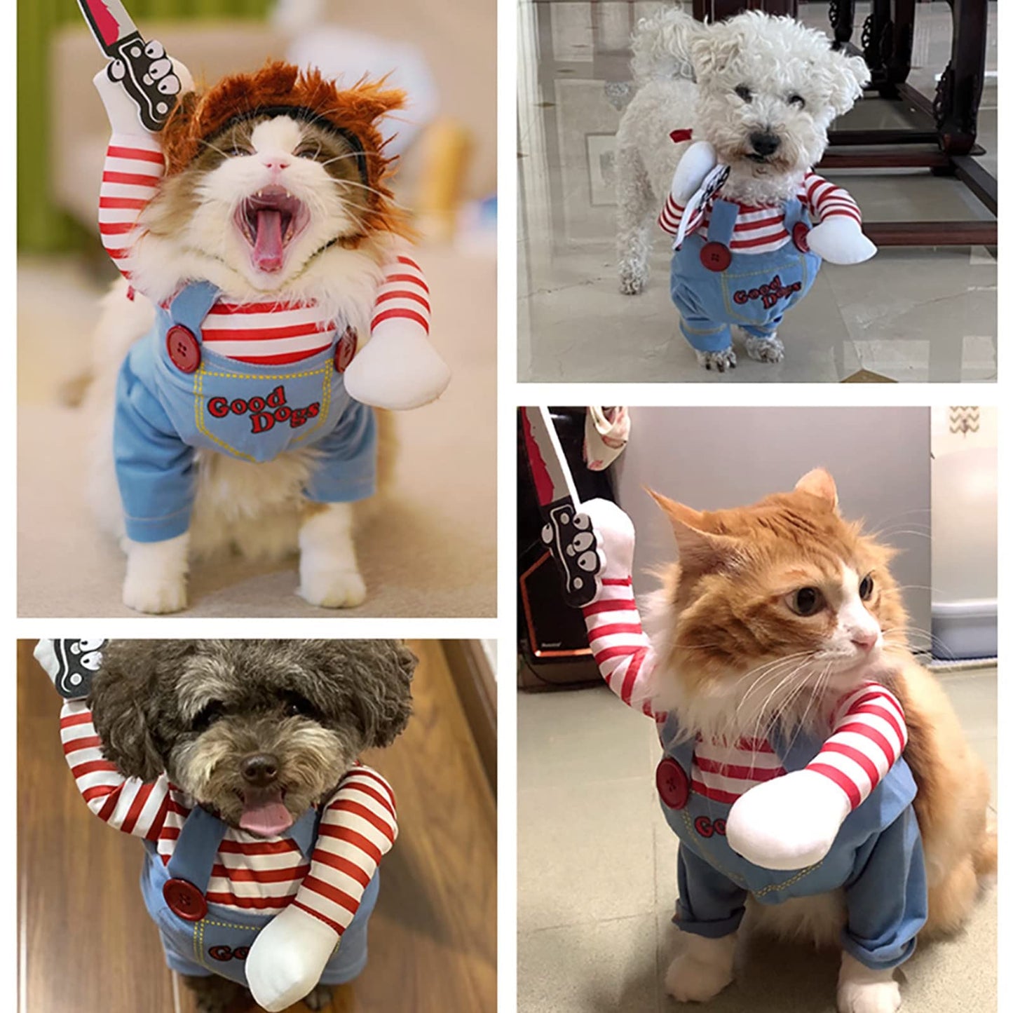 Pet Deadly Doll Dog Costume, Cosplay Halloween Christmas Funny Clothes Party Costume for Small Medium and Large Dogs (Small)