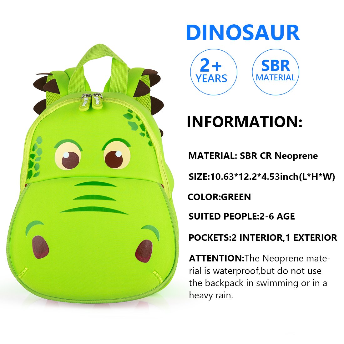 yisibo Dinosaur Backpack Toddler Backpack for Boys Girls Waterproof Preschool Travel Kids Bookbag Backpack for 2-7 Years