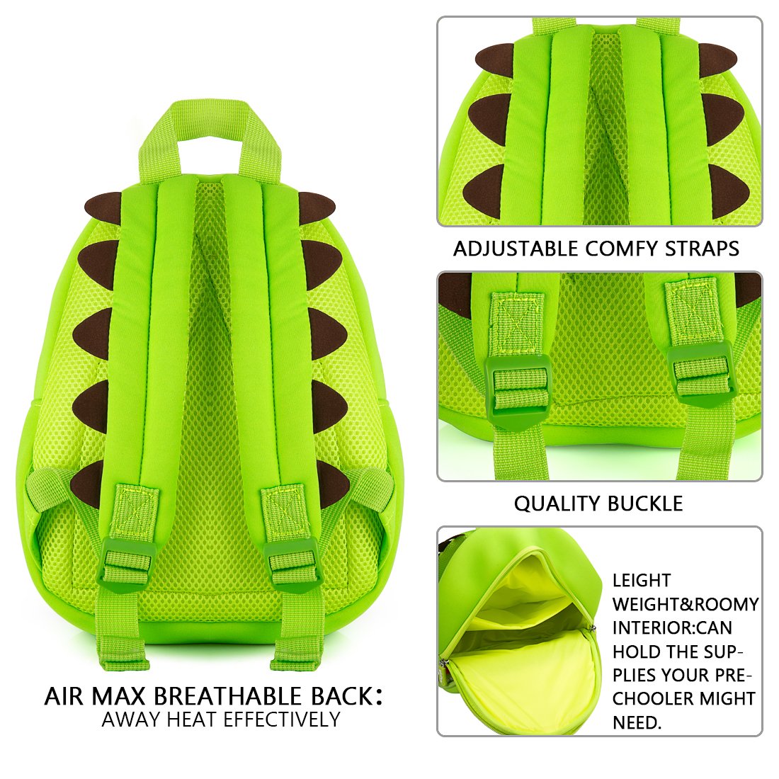 yisibo Dinosaur Backpack Toddler Backpack for Boys Girls Waterproof Preschool Travel Kids Bookbag Backpack for 2-7 Years