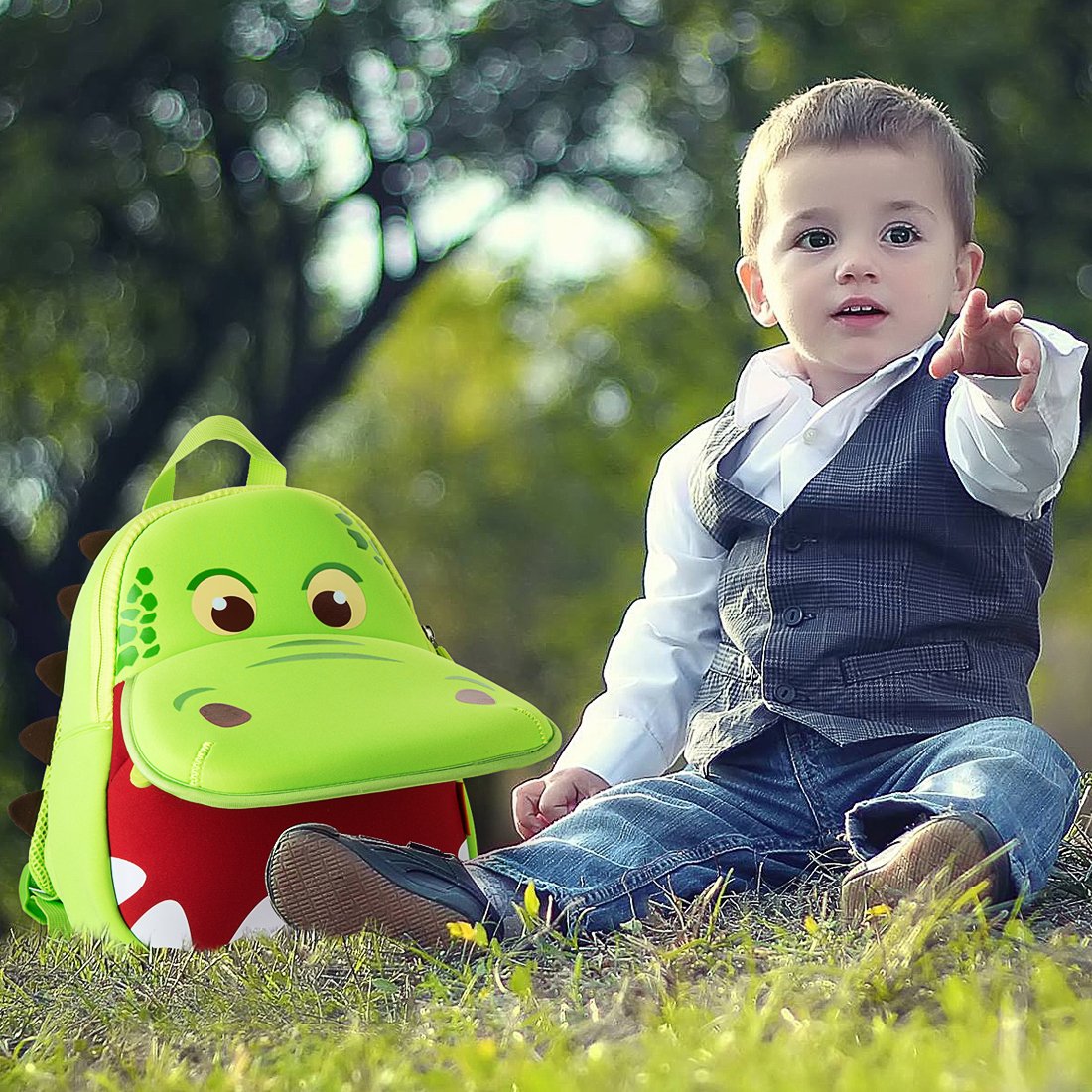 yisibo Dinosaur Backpack Toddler Backpack for Boys Girls Waterproof Preschool Travel Kids Bookbag Backpack for 2-7 Years