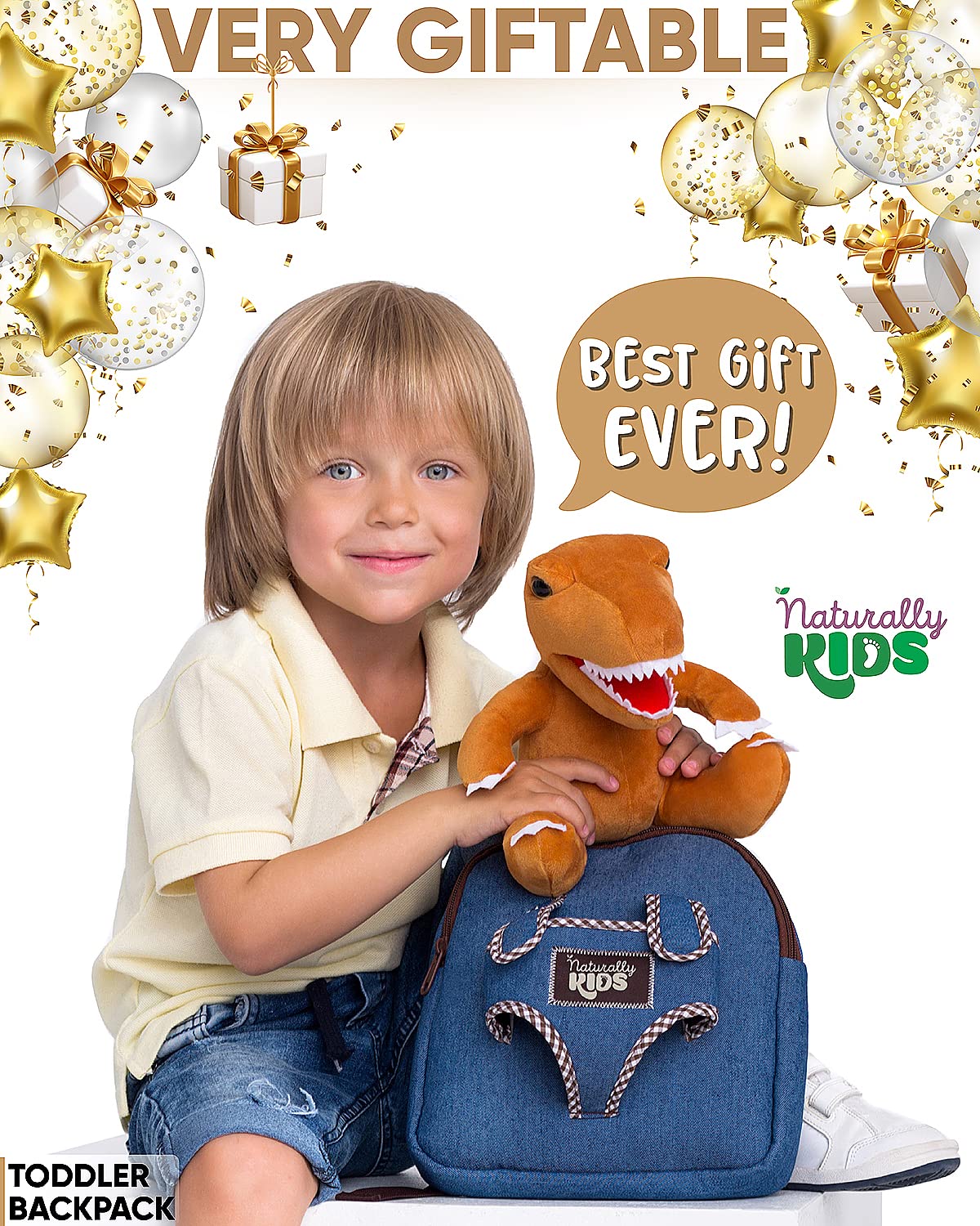 Mini Backpack for Kids w Dinosaur Toy, Mini Backpack for Toddler Boys, Gift for 2 3 4 5 Year Old Girl Boy