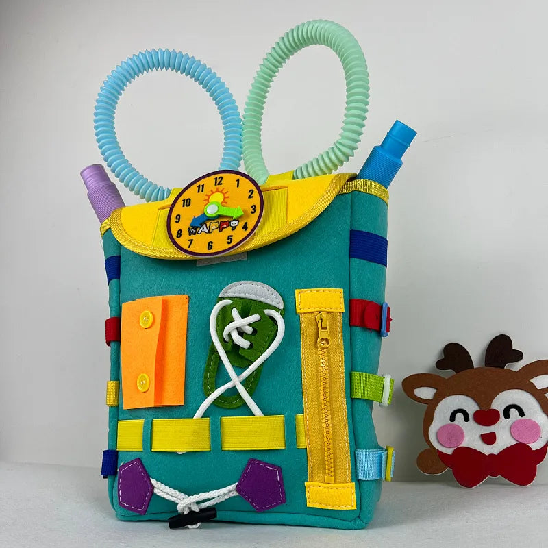 Toddler Busy Board Backpack With Buckles And Learning Activity Toys Develop Basic Life Skills